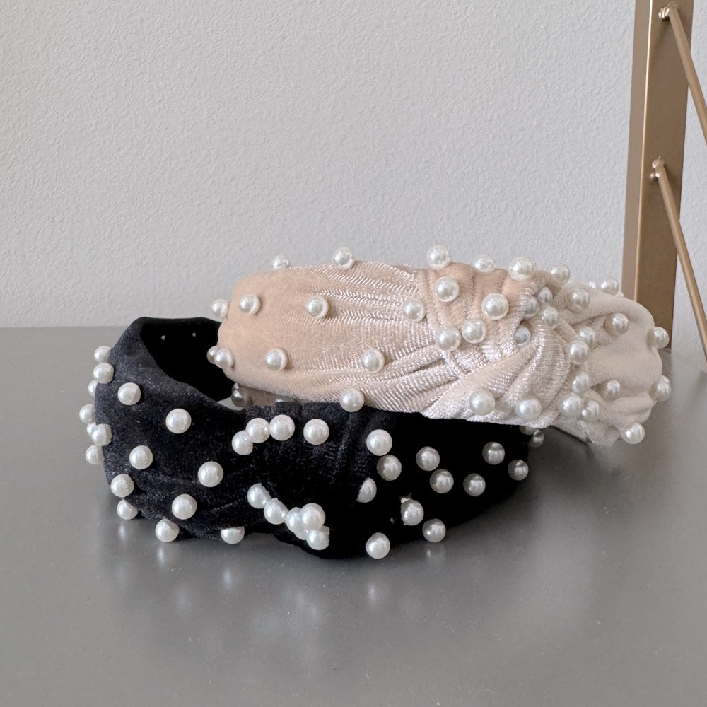Pearl Knotted Velvet Headbands (2)